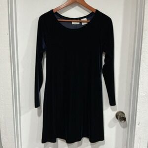 VTG Moda Intl Velvet Midi Dress, Scoop Neck, Navy, M. Petite, whimsigoth, Party